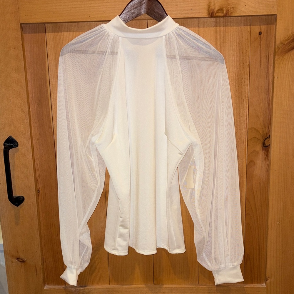 Sheer sleeve white blouse Large